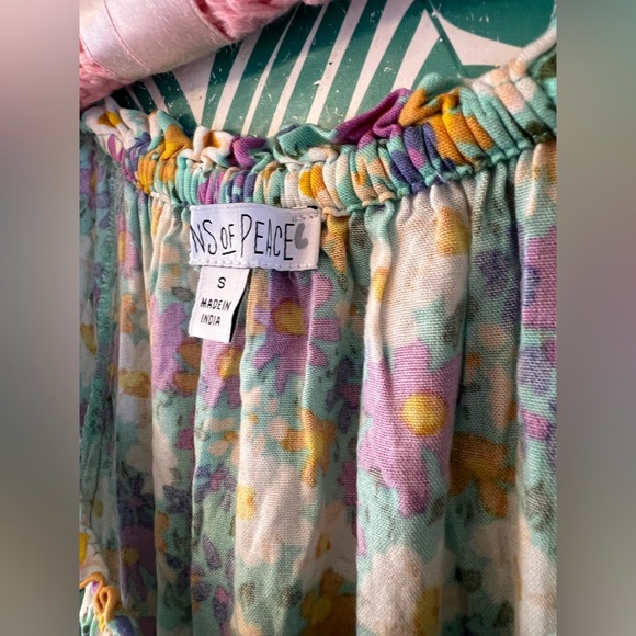 Patrons of Peace Floral Short sleeve drop waist tie neck tiered dress sz S - Picture 3 of 6